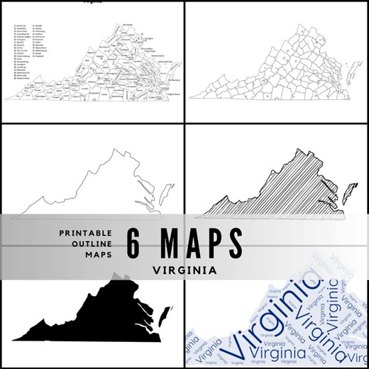 Printable Virginia Maps / State Outline and Labeled Geography Sheets / Letter‑size Educational Printables for Teachers and Students - Etsy UK