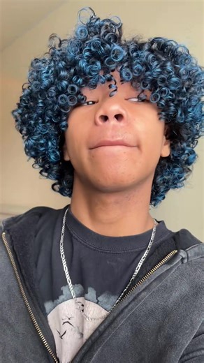 it’s all blueee #elijahisunreal #fyp #foryou #bluehair #curls | blue hair