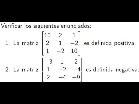 Matrices definidas positivas y definidas negativas