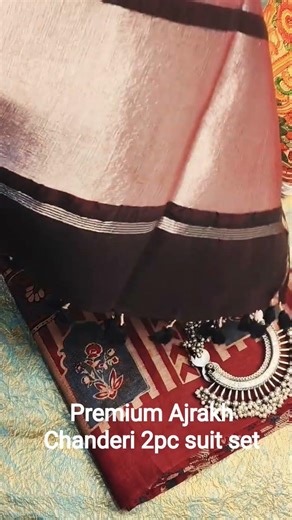 Premium Ajrakh Chanderi Silk 2pc Suit Set booking no.8828354999