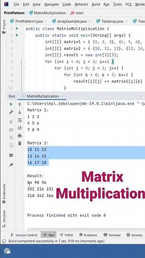 Matrix Multiplication #java #coding #learning #matrix