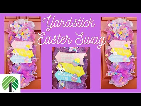 Easy EASTER Yardstick Door Swag DIY Dollar Tree Mesh Wreath 🌸🐰🌸 Spring Home Decor Ideas