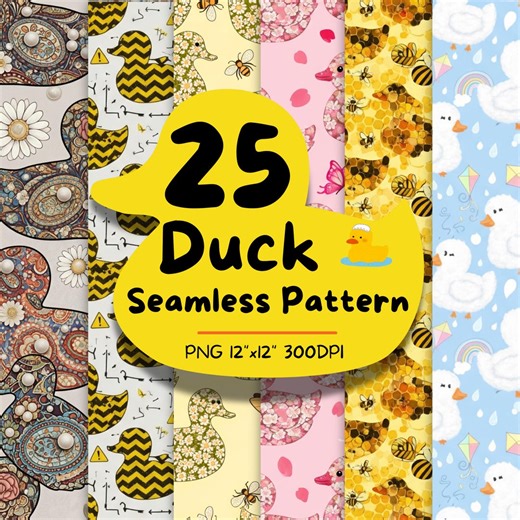 Duck Seamless Pattern: Rustic Farm Animal Digital Paper (digital Download) - Etsy