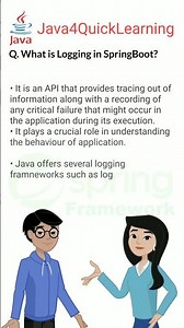 What is Logging in SpringBoot #springboot #logging #interviewquestions #java4quicklearning