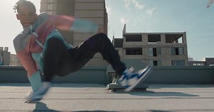 dancing man breakdancing on roof top hip hop dancer practicing dance routine performing freestyle moves in city