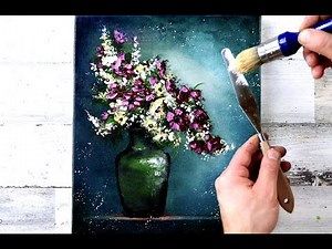 Abstract Flowers in Green Vase | Easy Acrylic Painting for Beginners | Step by step ART Tutorial