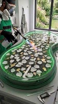 ✨💚Crafting the Ultimate Luxury Emerald Glow Black-Sand Resin Table !!"✨#Epoxy #ResinArt #diy