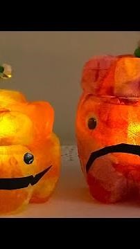 【1分動画⭐︎ハロウィン工作】ペットボトルで作るカボチャランタン🎃