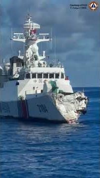 WATCH: The forecastle of China Coast Guard vessel 3104 was severely damaged after it collided...