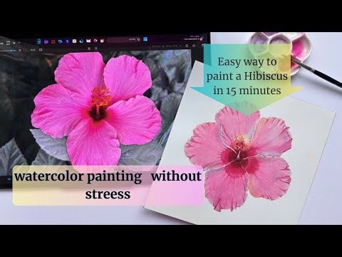 Easy way to paint a Hibiscus in 15 minutes