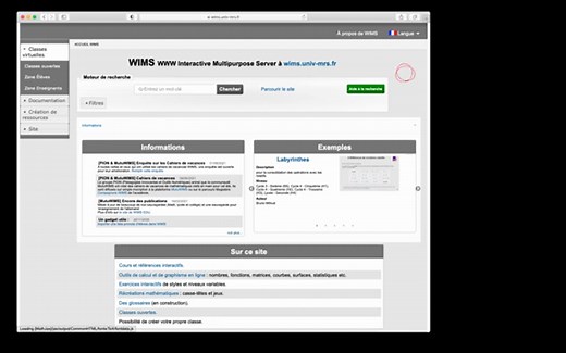 Accèder aux exercices de la classe WIMS