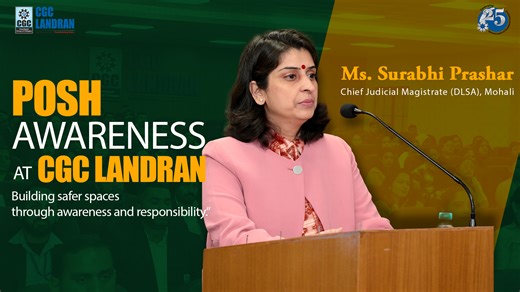 Chandigarh Group of Colleges on Instagram: "“At CGC Landran, Respect Is the Rule: Building Safer Spaces through POSH Awareness Session” Chandigarh College of Technology, Landran proudly hosted a POSH Act Awareness Program to foster a Safe, Respectful, and Inclusive Campus Culture. We were honored to have Ms. Surabhi Prashar, Chief Judicial Magistrate & Secretary, DLSA, SAS Nagar (Mohali), whose informative address highlighted that POSH awareness is not just a legal mandate, but a shared responsi