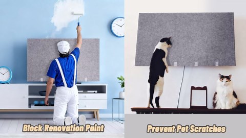 TV Moving Box 65 Inch, TV Dust Cover for Flat Screen 60"-65", Anti-Scratch Felt Television Protection Cover with Bottom Strap to Protect TV, Perfect for Home Renovation Pet Scratch Or Other Furniture