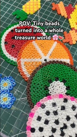 Tiny treasures and colorful vibes took over my table #craft #ytshorts #PysslaBeads