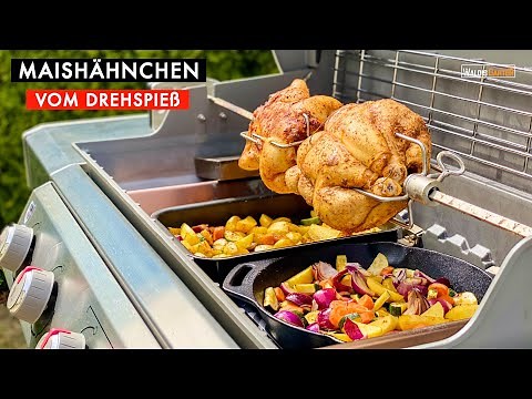 HÄHNCHEN VOM DREHSPIEß / KNUSPRIGE HÄHNCHEN IM GASGRILL