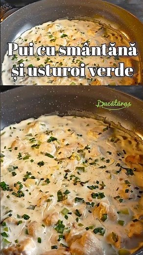 Chicken with sour cream and green garlic - Simple and tasty recipe