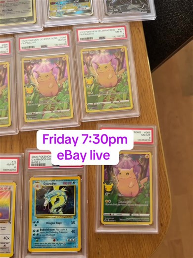 Check us out this Friday at 7:30pm over on eBay live all of these will be up for auction #pokemon #pokemontiktok #psa #auction #pokemontcg