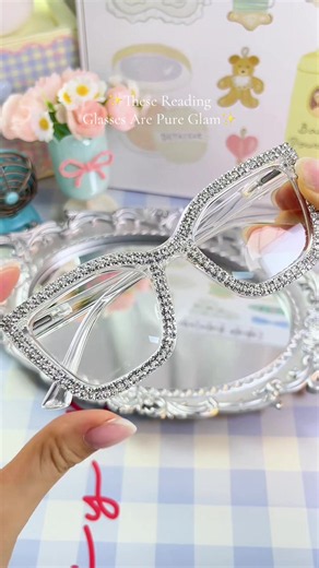 ✨👓Upgrade your everyday look with these gorgeous rhinestone reading glasses! They're stylish, comfortable, and add the perfect touch of sparkle while making reading easier. If you're ready to ditch boring readers, these glamorous frames are a must have. #ReadingGlasses #RhinestoneGlasses #TikTokShopFinds #GlassesStyle #FashionFinds