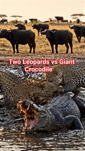 Two Leopards vs Giant Crocodile 😱 Epic Wildlife Battle in 4K #Leopard #Crocodile #leopardvscrocodile