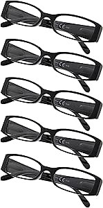 5-Pack Women Reading Glasses Includes Sunshine Readers (Black)