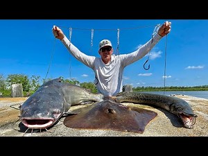 Long Lining in the Bayou! (Gar, Catfish and Stingray Catch Clean, & Cook)