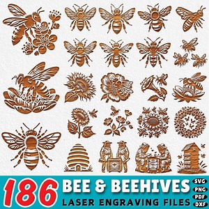 186 Bee Laser Engraving SVG Bundle: Laser Cut Files for Cricut & Glowforge (commercial Use) - Etsy