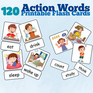 Action Words Flash Cards, ESL Verbs (printable) - Etsy Australia
