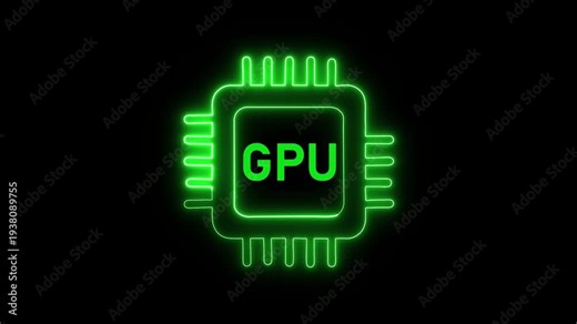GPU processor microchip icon animation. GPU processor graphics computing concept. GPU processor semiconductor technology symbol.