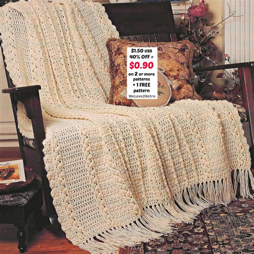 Afghan Crochet Pattern - Easy Vintage Lapghan Blanket PDF, Beginner Throw Tutorial Cozy Gift - Etsy