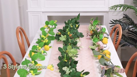 U'Artlines 2Pcs Total 11 Ft Artificial Lemon Garland Spring Summer Faux Fruit Vine Garlands with Greenery for Door Wall Mantle Wedding Party Table Decorations