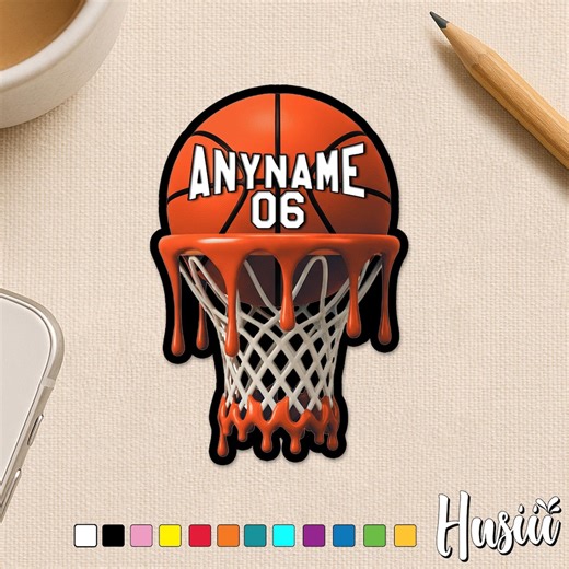 Custom Basketball Ice Cream Drip Sticker, Personalized Basketball Sports Name Number Sticker for Laptop Water Bottle Tumbler Gift Player - Etsy