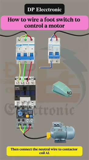 How to wire a foot switch to control a motor.. #DPElecctronic002#youtube #industrial #vairalvideo