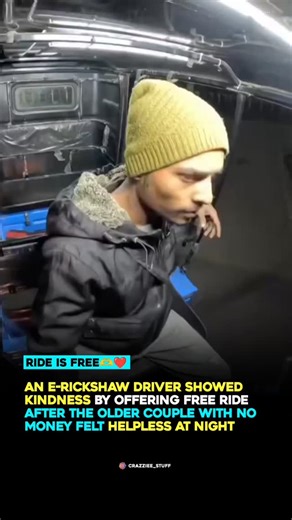 Crazziee Stuff on Instagram: "A couple felt helpless with no money and no way to get home. Late at night, an e-rickshaw driver noticed them struggling. COUPLE: We don't have any money. DRIVER: No problem, the ride is free for you VC : Respective Owner / X #instagramreelsinindia #igreel #trendingreel #kindnessisfree #humanitywins"