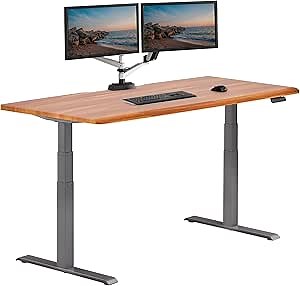 Vari ComfortEdge 72x30 Inch Electric Standing Desk – Height Adjustable Large Office Sit Stand VariDesk with Sloped Edge, Memory Presets, 180 LB Capacity + Tool-Free Assembly (Butcher Block)