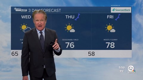 WPTV First Alert weather forecast for evening of Tuesday, Dec. 9, 2025