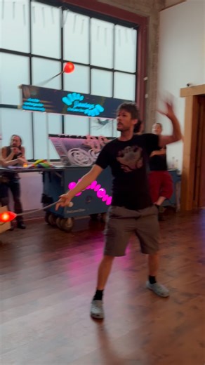 Caught @_eben_flow_ casually spinning his coral poi after a long day of work 🌟 I wanted to do a proper video but he said not in his crocs 😜 next week he’ll look more put together for a video 👌🏻 . Will dresses up half the time and the other half he comes to work in Cookie Monster pjs. Also I suspect he’s mostly likely to be in a boy band among our crew, so enjoy his spinning to the saja boys, coz this is just a thinly veiled excuse to slip in some K-pop Demon Hunter into my morning 😜 . #flow