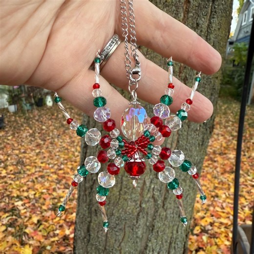 Christmas Spider, Handmade Beaded Spider Ornament - Etsy