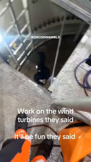 Decoding Worlds – Nature’s Darkest Secrets on Instagram: "🌬️⚠️ Working on a Wind Turbine — High-Risk Job Above the Clouds What looks like clean energy comes with terrifying danger: 🛠️ Extreme Heights: Technicians climb hundreds of feet above the ground 🌪️ Unpredictable Wind: Gusts can sway the turbine, testing balance and nerves 📹 Caught on Camera: Workers harnessed, sweating, performing delicate repairs while the blades spin 🧠 Chilling Reality: One mistake at this altitude can be fatal — n