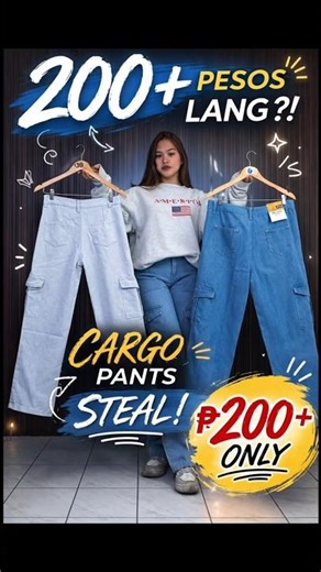 919 JEANS : Women Casual Korean Trendy High Waist Long Cargo Pocket Denim Jeans Maong Fashion Baggy