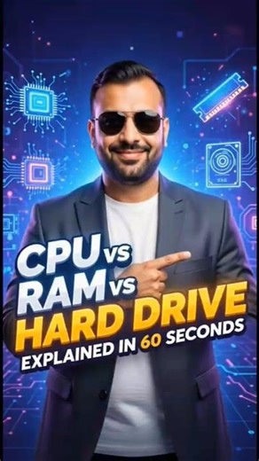 Hard Drive vs RAM vs CPU – 60 Seconds Tech Explained! #shorts
