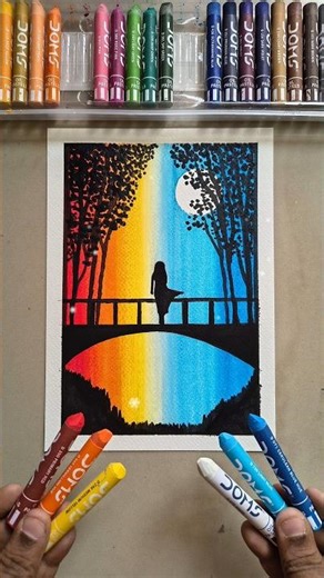 Very Easy Girl Drawing | Oil Pastel Art Tutorial#artshorts #easytutorial #acrylicpainting #oilpastel