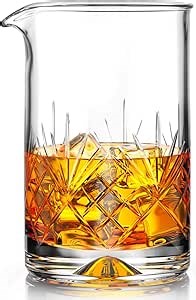 Mofado. Crystal Cocktail Mixing Glass Premium 18oz(540ml) -Sturdy & Stable Thick Bottom Cocktail Shaker/Professional Quality Bartender Tool for Stirring Cocktails - Gift for Christmas, Birthday