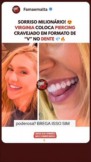💎 PODEROSA! Virginia Fonseca coloca piercing cravejado em formato de “V” no dente. #shortsfeed