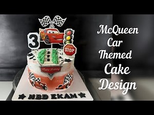 Lightning McQueen Themed Eggless Vanilla Cake | Race Car Birthday Cake Design | HBD EKAM