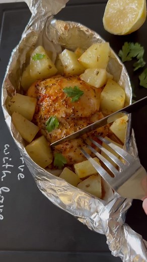 Juicy Lemon Garlic Chicken Thighs with Potatoes Recipe
