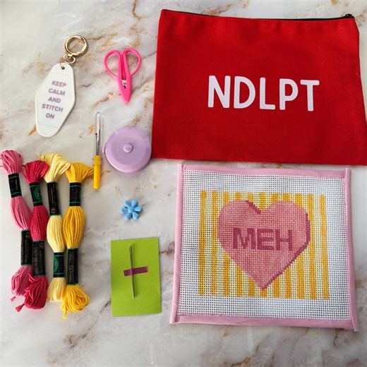 Heart Needlepoint Kit: Beginner Embroidery Project With Zippered NDLPT Pouch and Accessories - Etsy