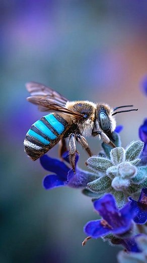 Meet the fascinating Blue-Banded Bee! This solitary bee with bright turquoise-blue stripes doesn't produce honey, but it plays a crucial role in the world of pollination. Blue-Banded Bees perform buzz pollination—the same technique needed to extract pollen from the flowers of tomatoes, eggplants, and many other vegetables. While ordinary bees can't do this, these small but powerful pollinator specialists help increase plant yields with their high-pitched buzzing. These bees build nests in the gr