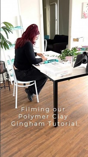 Behind the scenes filming our polymer clay gingham tutorial! Find it on our channel! #contentcreator