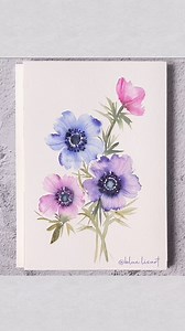 Snippets of the real-time watercolor anemone tutorial from my previous post | blue.lisart.art