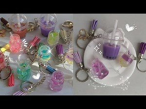 Miniature Boba & Fruit Tea Cups Keychains: Make Keychains With Me | DIY Resin Bubble Milk Tea Cups🧋🍹